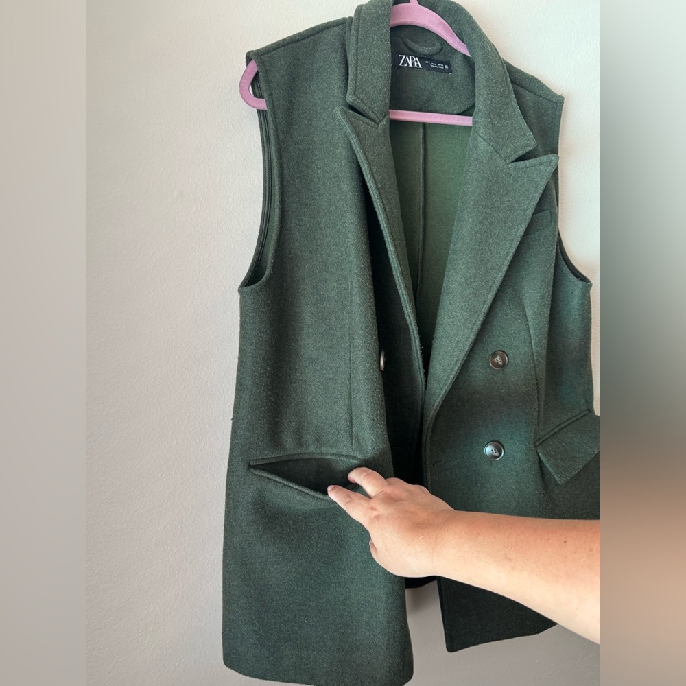 Zara Woman’s Forest Green Wool Blazer - Picture 5 of 9